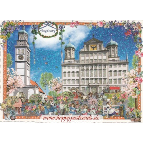 Augsburg - Market - Tausendschön - Postcard