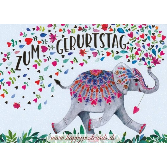 Zum Geburtstag - Elephant - Mila Marquis Postcard