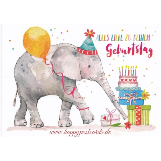 Alles Liebe zum Geburtstag - Elephant - Carola Pabst Postcard