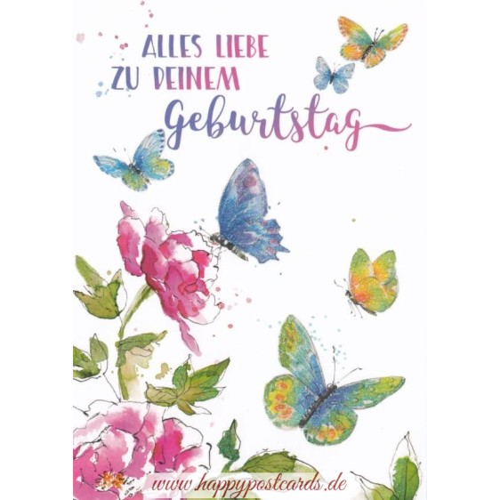 Alles Liebe zum Geburtstag - Butterflies - Carola Pabst Postcard