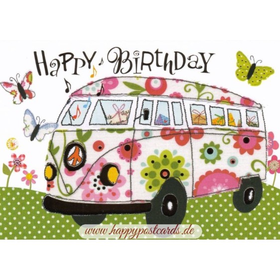 Happy Birthday - VW Bus - Carola Pabst Postcard