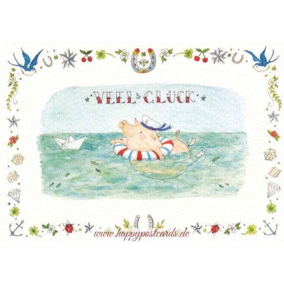 Veel Glück - de Waard postcard