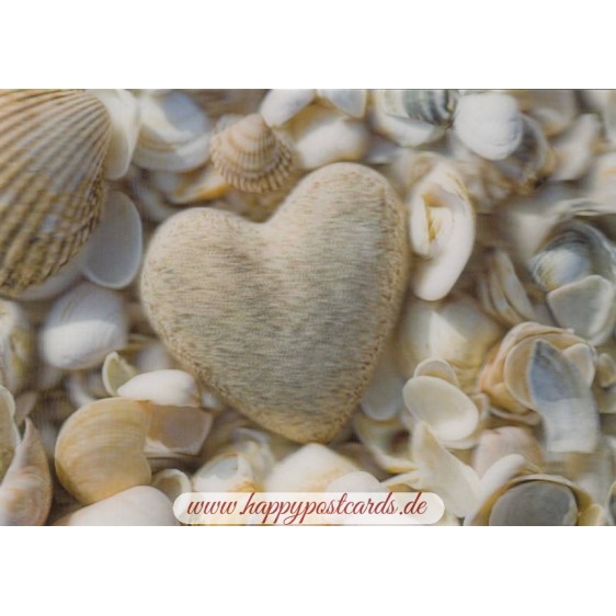 3D Herz und Muscheln - Postkarte