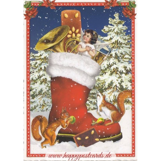 Christmas Stocking - Tausendschön - Postcard