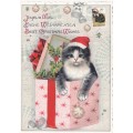 Frohe Weihnachten - Geschenk mit Katze - Tausendschön - Weihnachtskarte