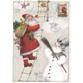 Santa on a ladder - Tausendschön - Postcard