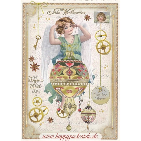 Angel with Christmas bauble - Tausendschön - Postcard