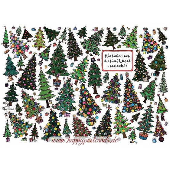 Wo haben sich die fünf Engel versteckt? - Weihnachtskarte