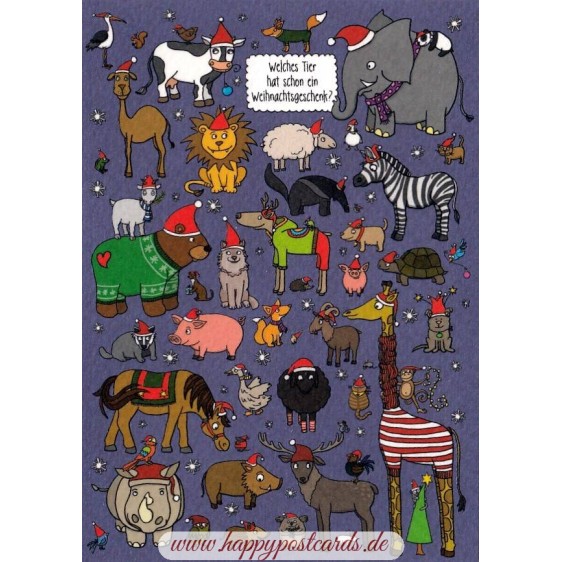 Welchem Weihnachtsmann fehlt die Nase und wo ist der Schneemann mit der Laterne? - Christmas Postcard