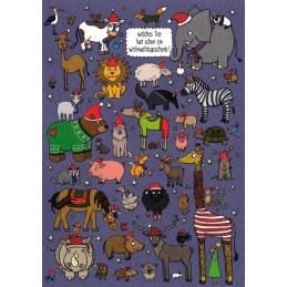 Welches Tier hat schon ein Weihnachtsgeschenk? - Christmas Postcard