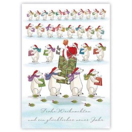 Frohe Weihnachten - Santa with icebears - Quire Christmascard