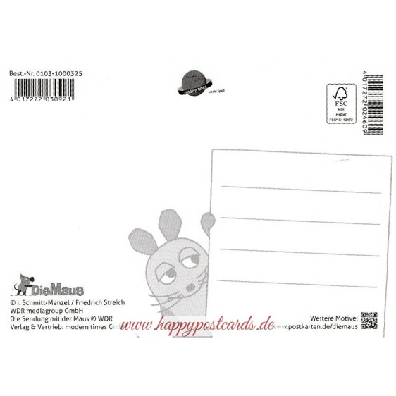 Alles Gute zur Einschulung - Maus-Postkarte