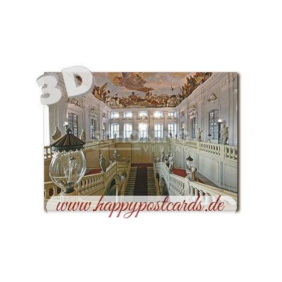 3D Würzburg Residenz - Treppenhaus -  3D Postkarte