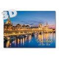 3D Dresden - Elbe bei Nacht -  3D Postkarte