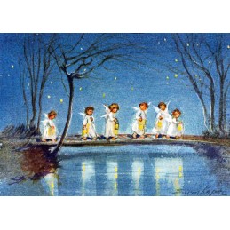 Six angels with lantern - Postcard