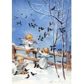 Three angels making music - Postcard