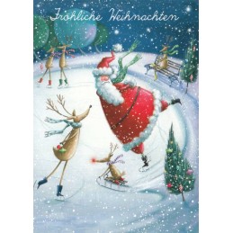 Fröhliche Weihnachten - Schlittschuhlauf - Weihnachtskarte