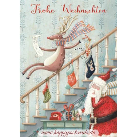 Frohe Weihnachten - Stairs - Christmas - Postcard