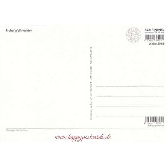 Frohe Weihnachten - Schlitten mit Geschenken - de Waard Postkarte