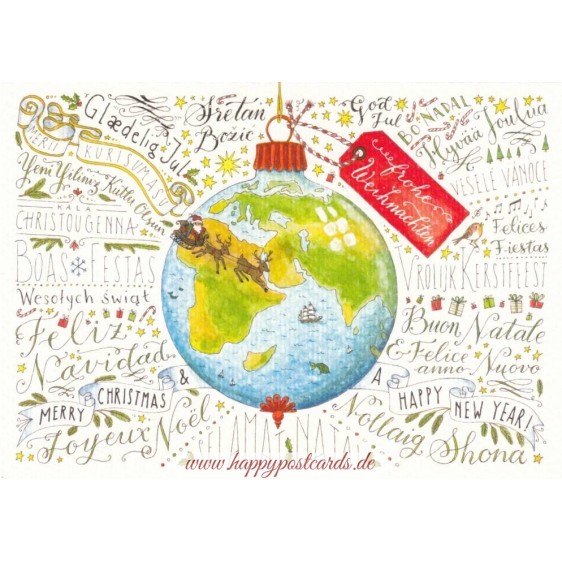 Frohe Weihnachten - Sprachen der Welt - de Waard Postkarte