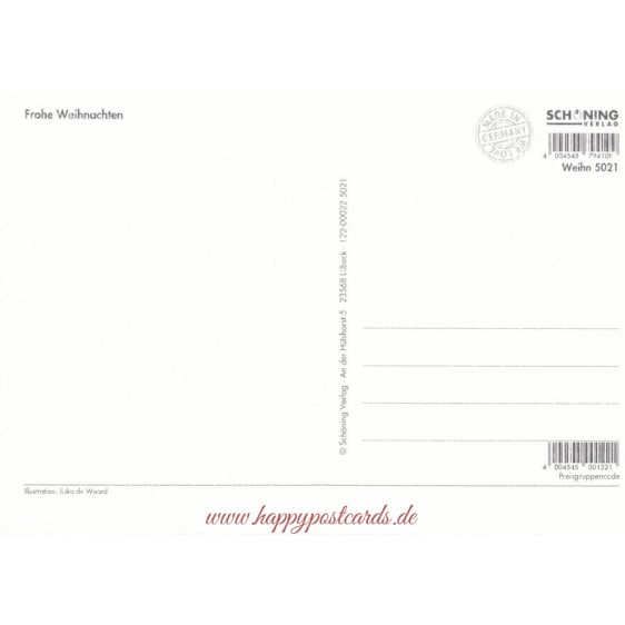 Frohe Weihnachten - Geschenke und Tiere - de Waard Postkarte
