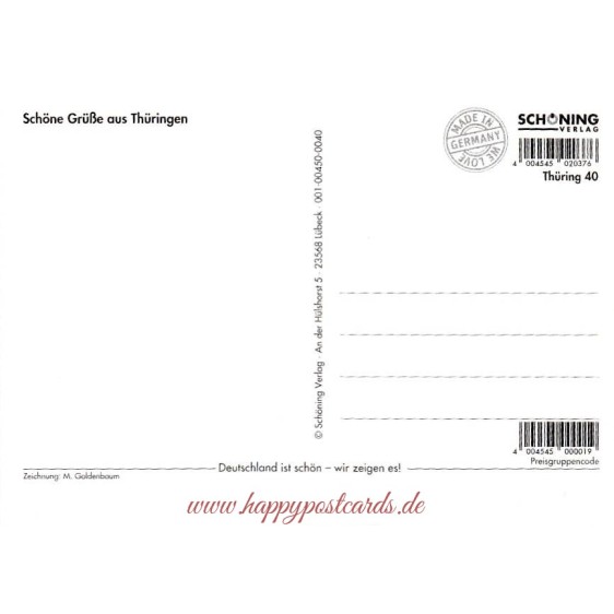 Thuringia - Map - Postcard