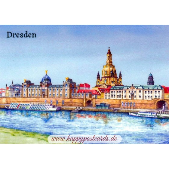 Dresden - Elbpanorama painted - Viewcard