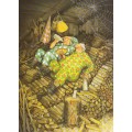 72 - Frauen hacken Holz - Löök Postkarte