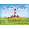 Westhever lighthouse - painted - Viewcard