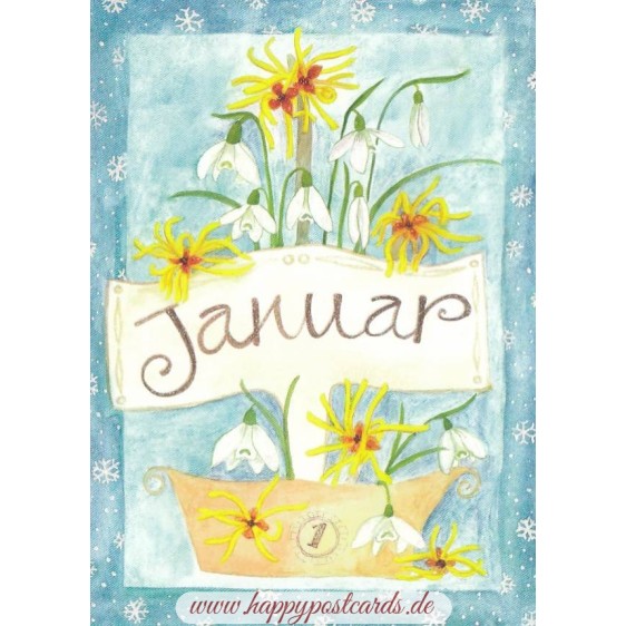Januar - Snowdrop - Monthly Postcard
