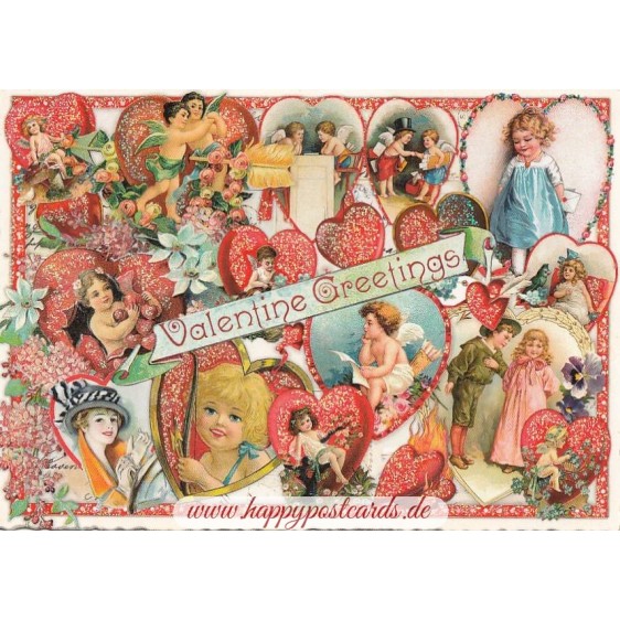 Valentine Greetings - Herzen - Tausendschön - Postkarte
