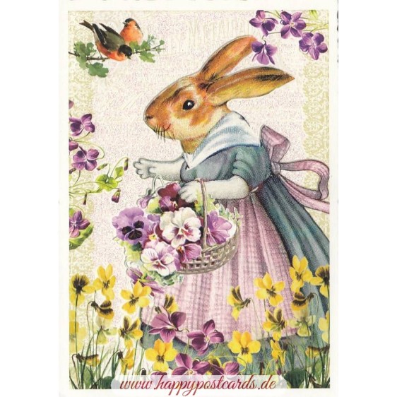 Easterbunny with Flowers - Tausendschön - Postcard