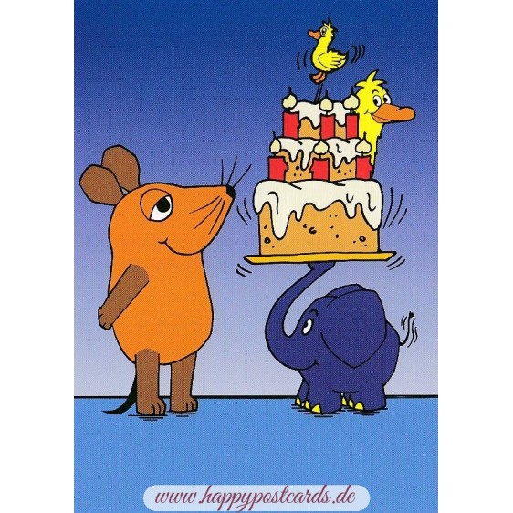Birthday cake with Duck - Mouse  - Postcard
