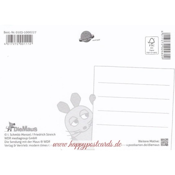 Geburtstagstorte mit Ente - Maus - Postkarte