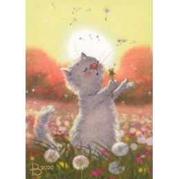 Sommertag - Blaue Katzen - Postkarte