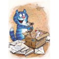 Food Parcel - Blue Cats - Postcard