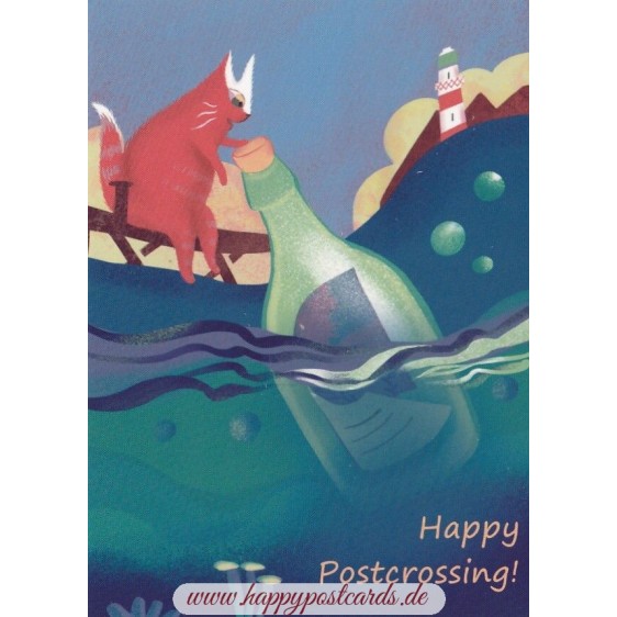 Happy Postcrossing - Message in a Bottle - Postcard