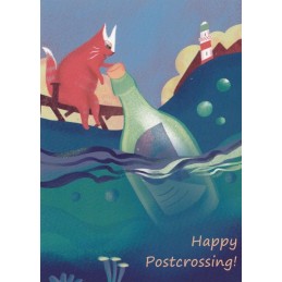 Happy Postcrossing - Message in a Bottle - Postcard