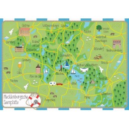 Mecklenburgische Seenplatte - Map - Postkarte