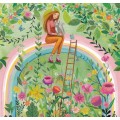 Woman with Cat on Rainbow - Mila Marquis Postcard