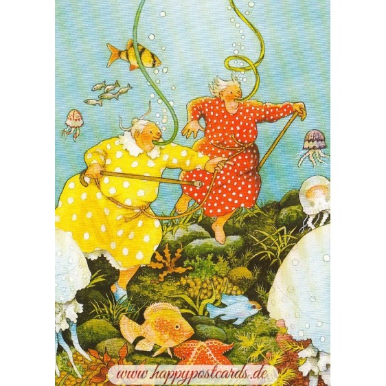 74 - Old Ladies diving - Löök Postcard