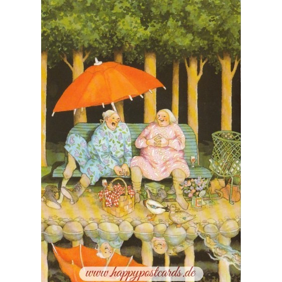 75 - Old Ladies feeding ducks - Löök Postcard