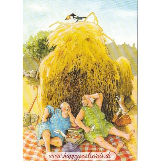 76 - Old Ladies harvesting - Löök Postcard