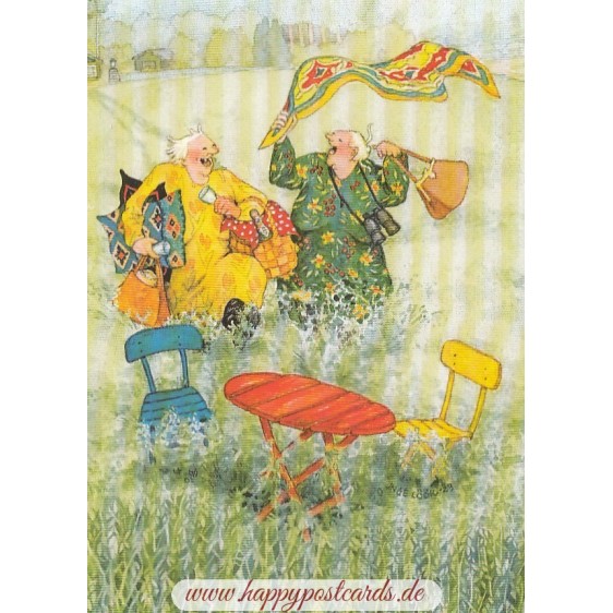 77 - Old Ladies preparing a picknick - Löök Postcard