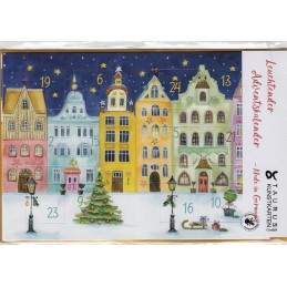 Winterlicher Straßenzug - Leuchtender Adventskalender