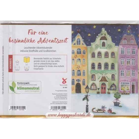 Winterlicher Straßenzug - Leuchtender Adventskalender