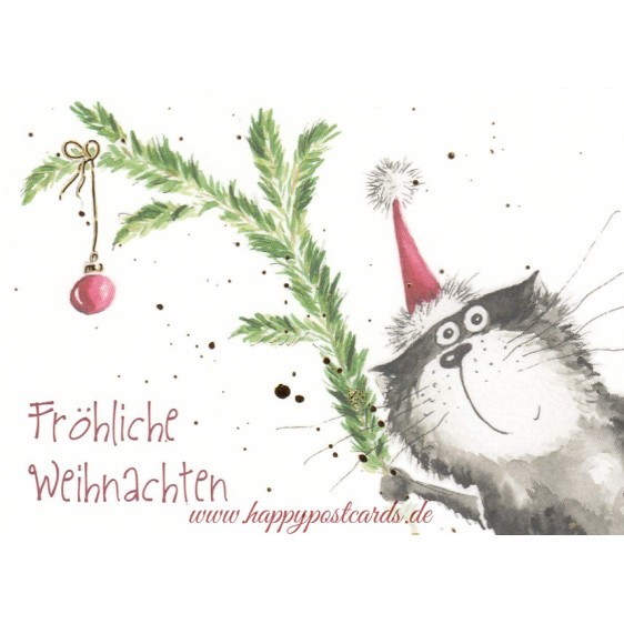 Cat - Fröhliche Weihnachten - Christmas Postcard