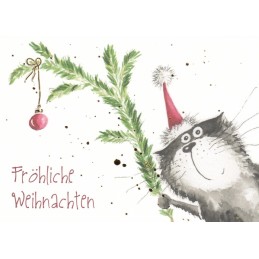 Cat - Fröhliche Weihnachten - Christmas Postcard