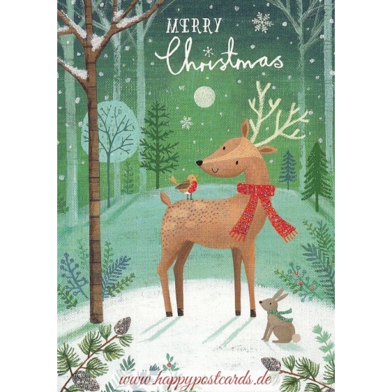 Reh - Merry Christmas - Weihnachtskarte
