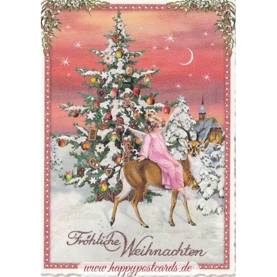 Angel on Deer - Tausendschön - Postcard